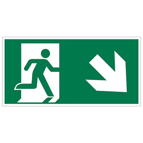 PICTOGRAM 15X30CM VLUCHTWEG TRAP AF RECHTS