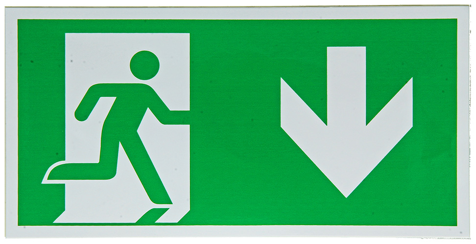 PICTOGRAM NOODUITGANG NAAR BENEDEN