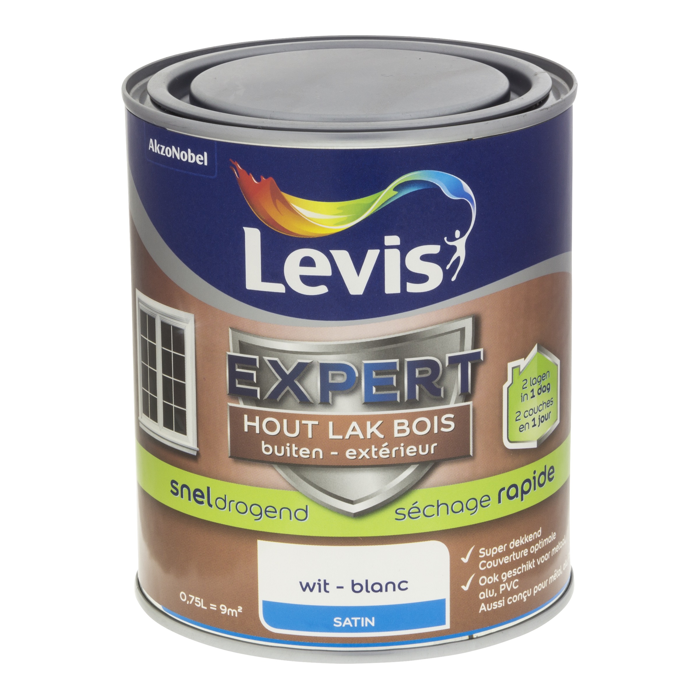 LAK EXPERT HOUT BUITEN SNELDROGEND SATIN 750 ML WIT