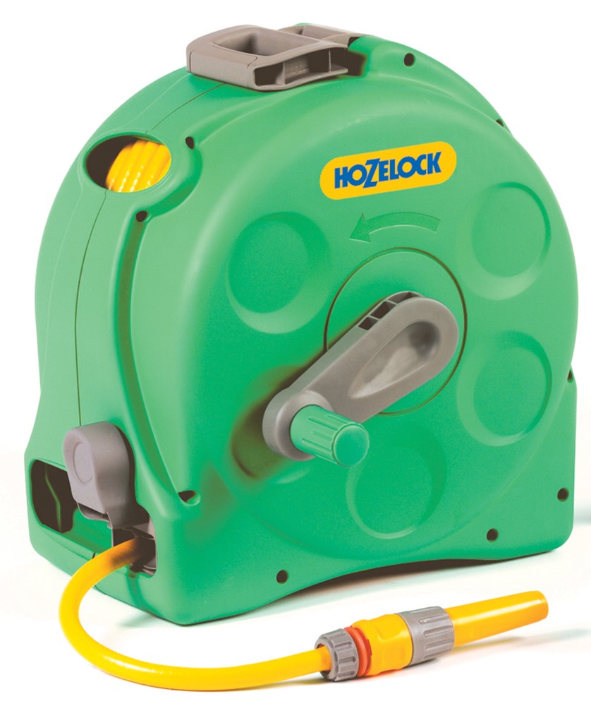Hozelock Compact Enclosed Reel 2 In 1, Slangbox / Muurhaspel Inclusief 25 Meter Slang, Startset Kopp