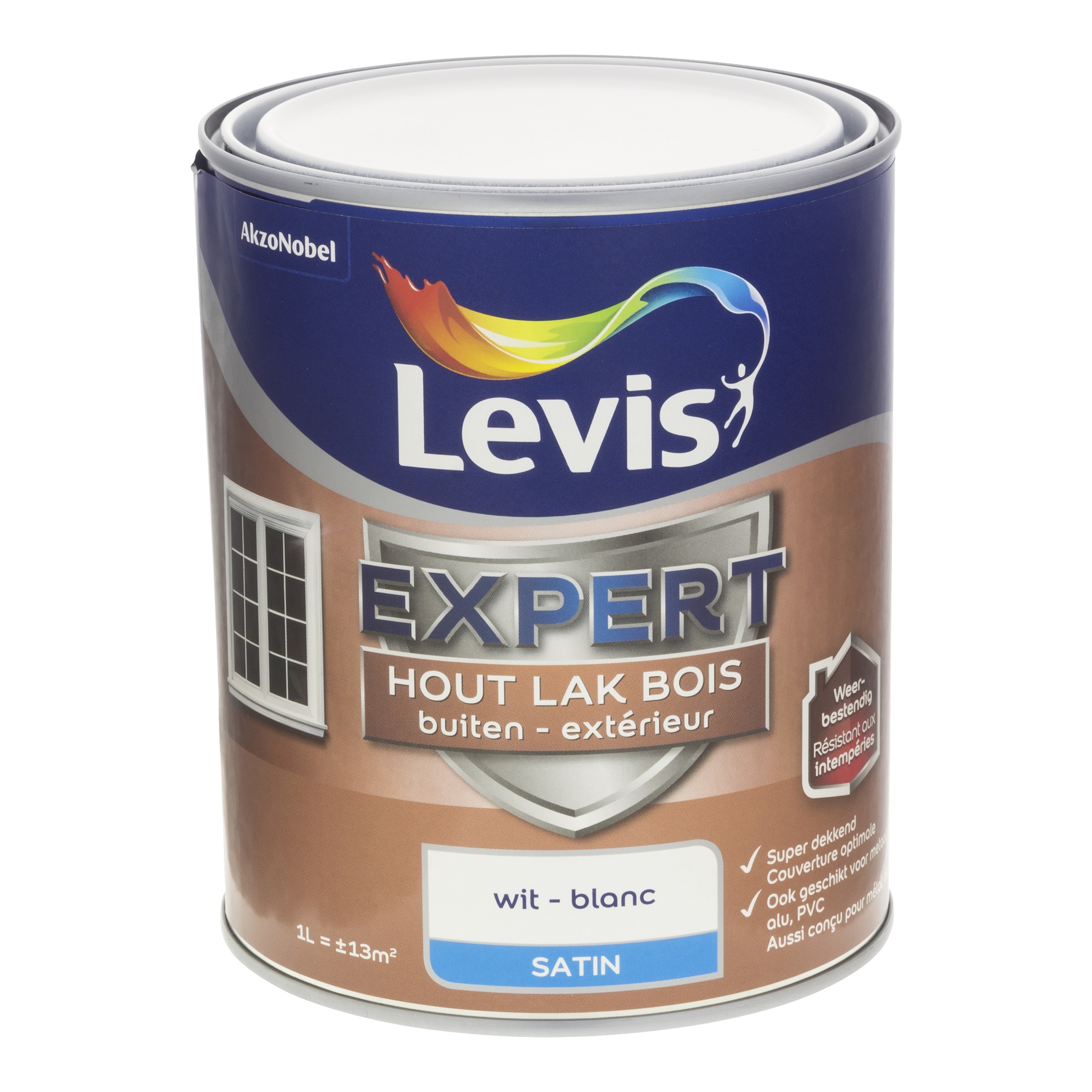 LAK EXPERT HOUT BUITEN SATIN 1 L WIT