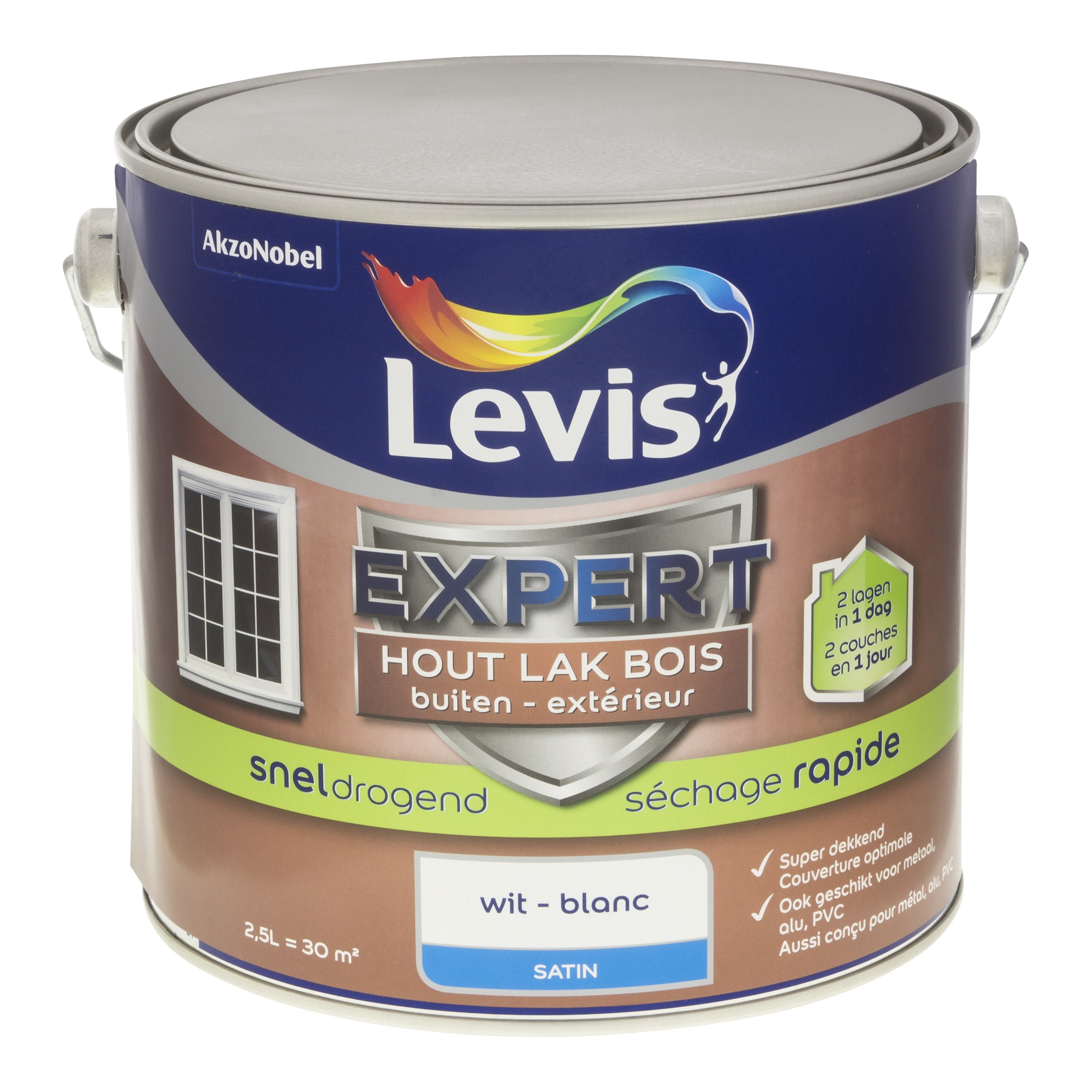 LAK EXPERT HOUT BUITEN SNELDROGEND SATIN 2,5 L WIT