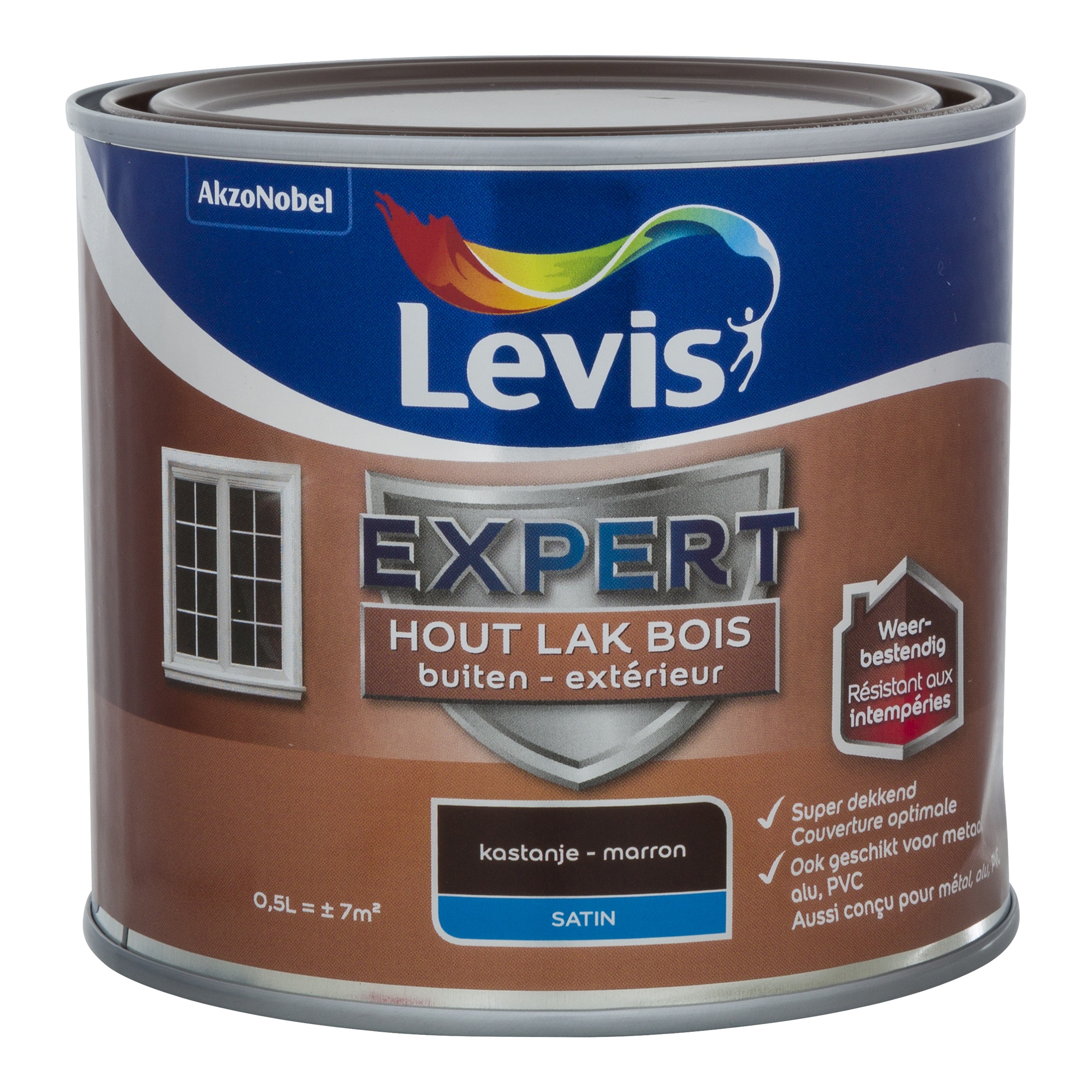 Lak Expert Hout Buiten Satin 500 Ml Kastanje