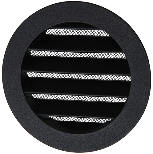 Rond Inbouwrooster Aluminium Ral 9005 Zwart ø 100mm