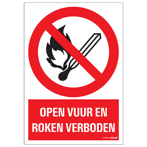 PICTOGRAM 23X33CM ''OPEN VUUR EN ROKEN VERBODEN''