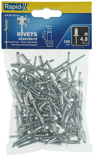 BLINDNIETEN Ø 4.8X10MM STANDAARD ALU/STAAL - 100ST