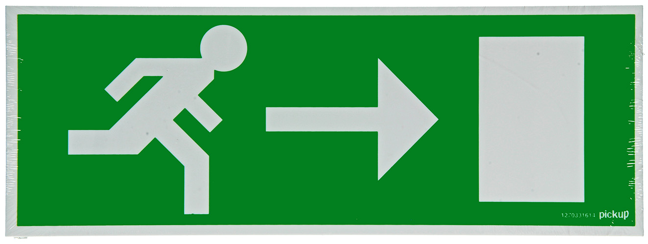 PICTOGRAM 33X12CM NOODUITGANG PIJL RECHTS