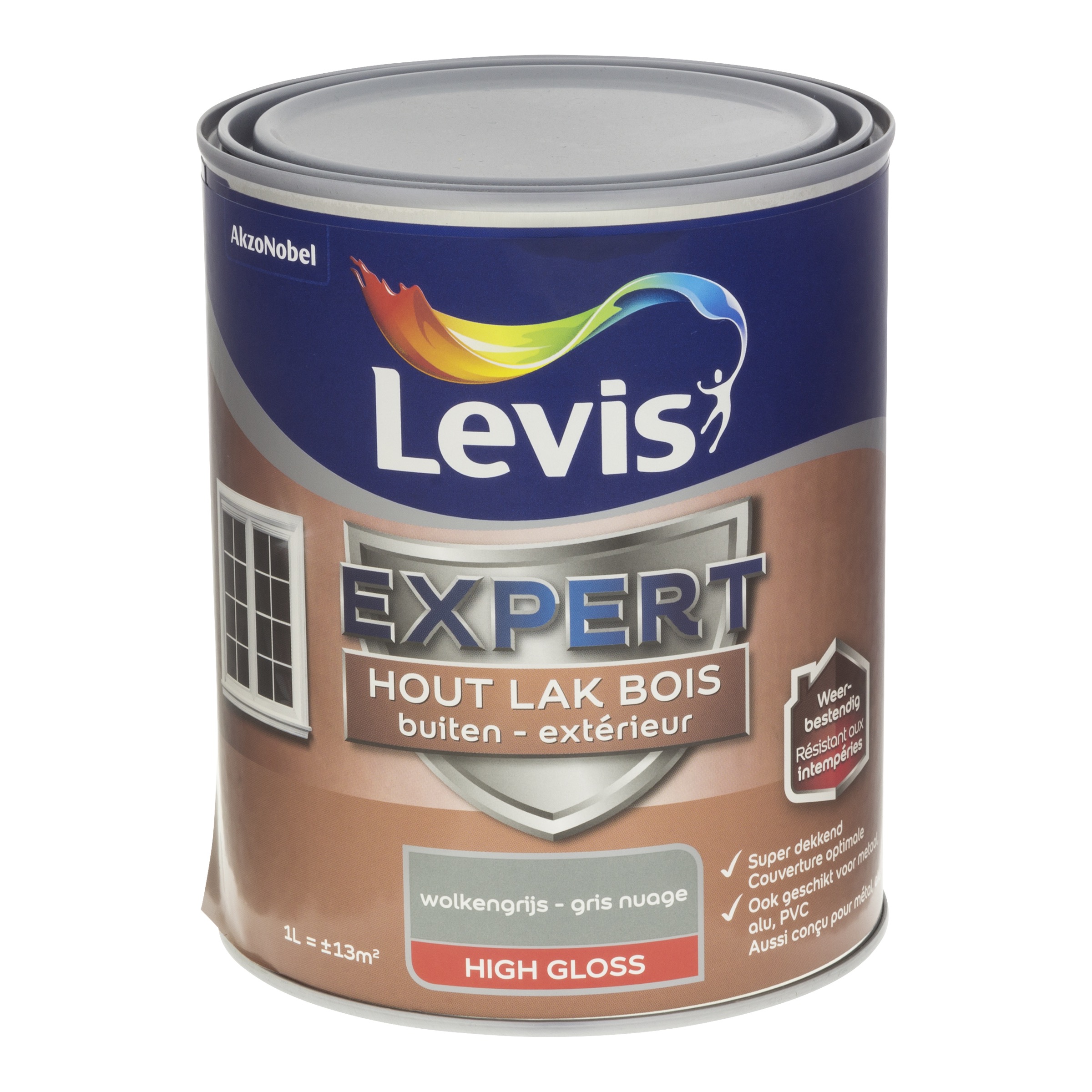 Lak Expert Hout Buiten High Gloss Wolkengrijs 1 L