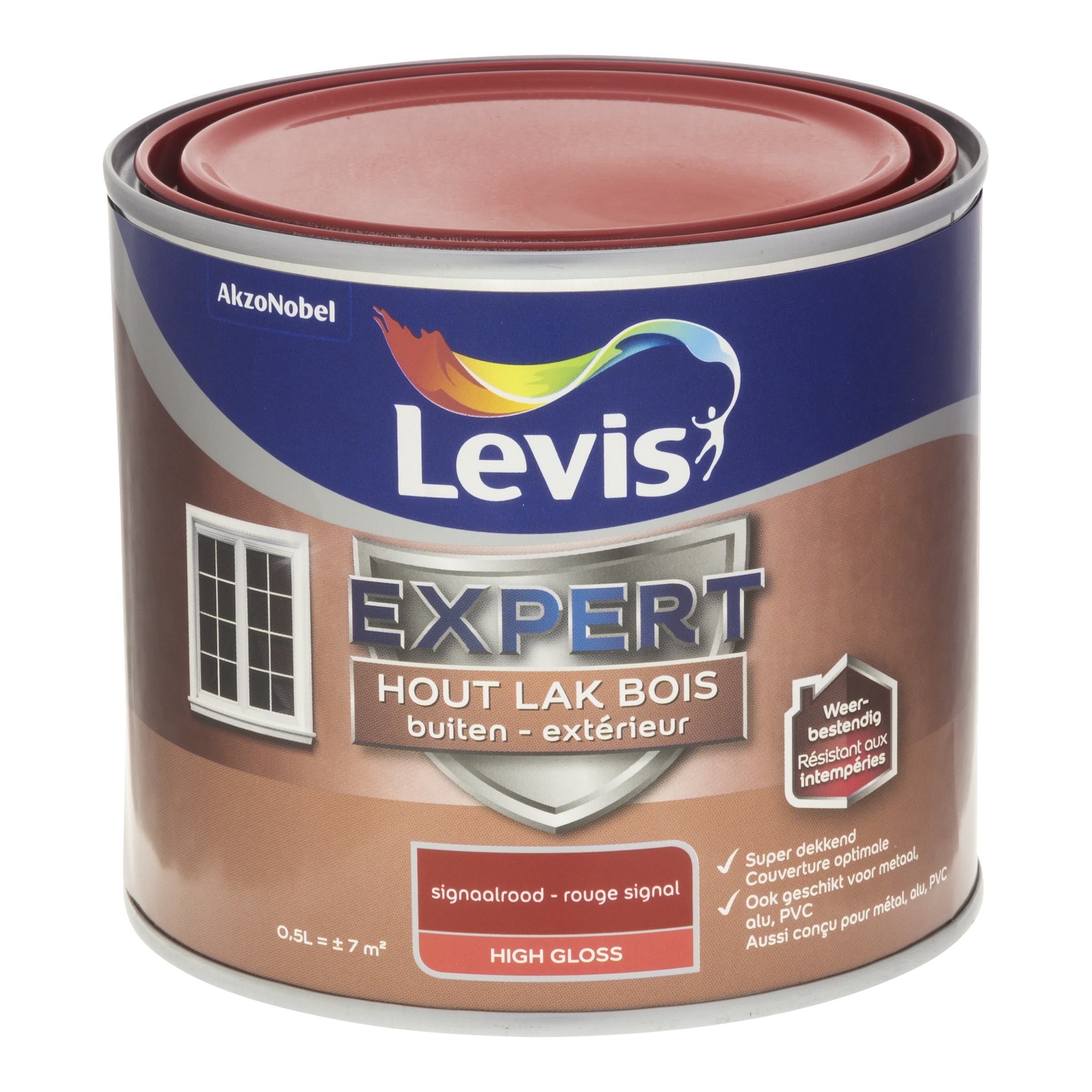 LAK EXPERT HOUT BUITEN HIGH GLOSS SIGNAALROOD 500 ML