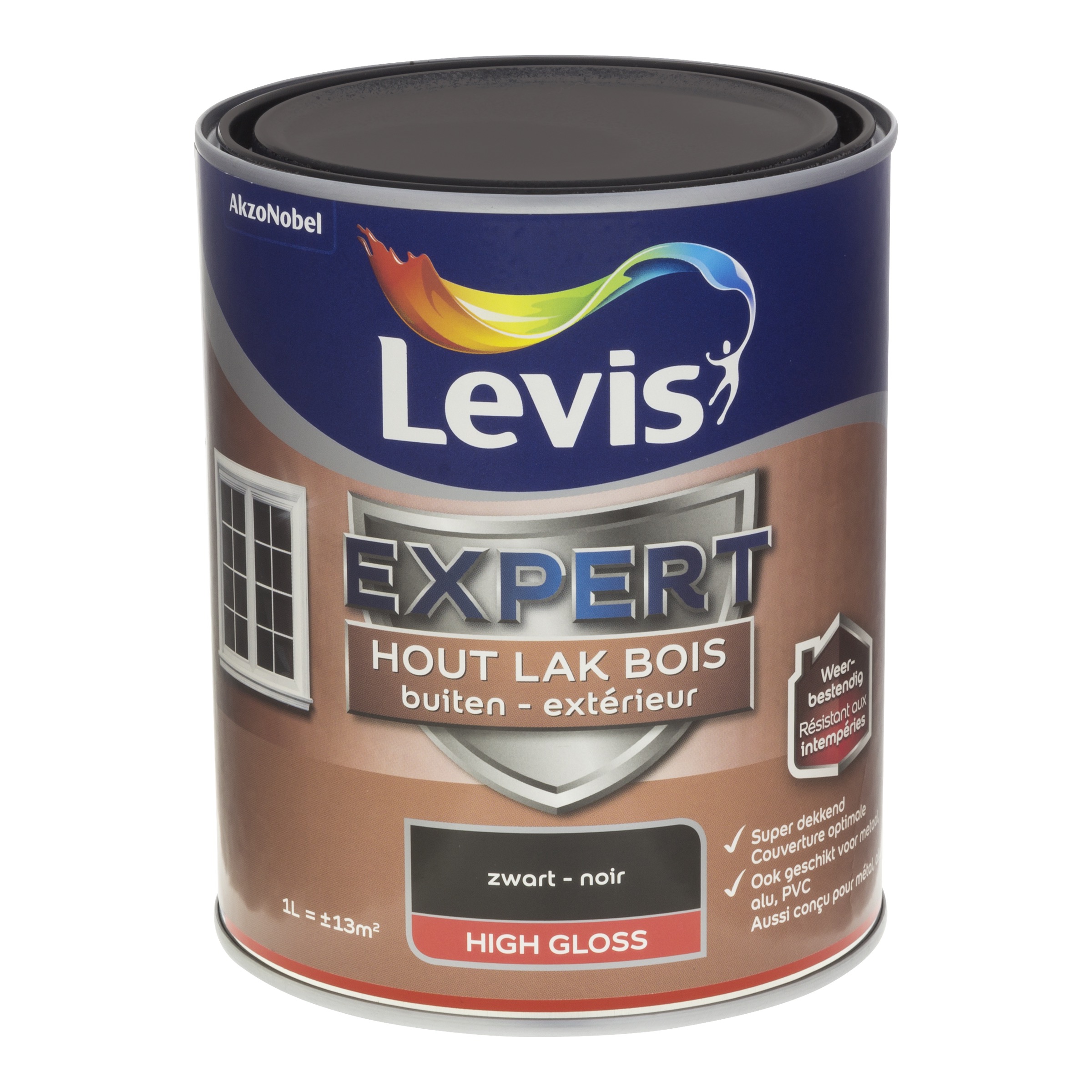 Lak Expert Hout Buiten High Gloss Zwart 1 L